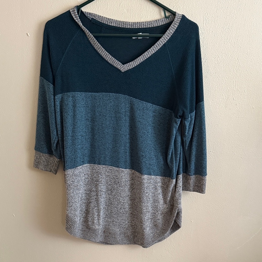 Maurices Teal and Gray Knit Sweater